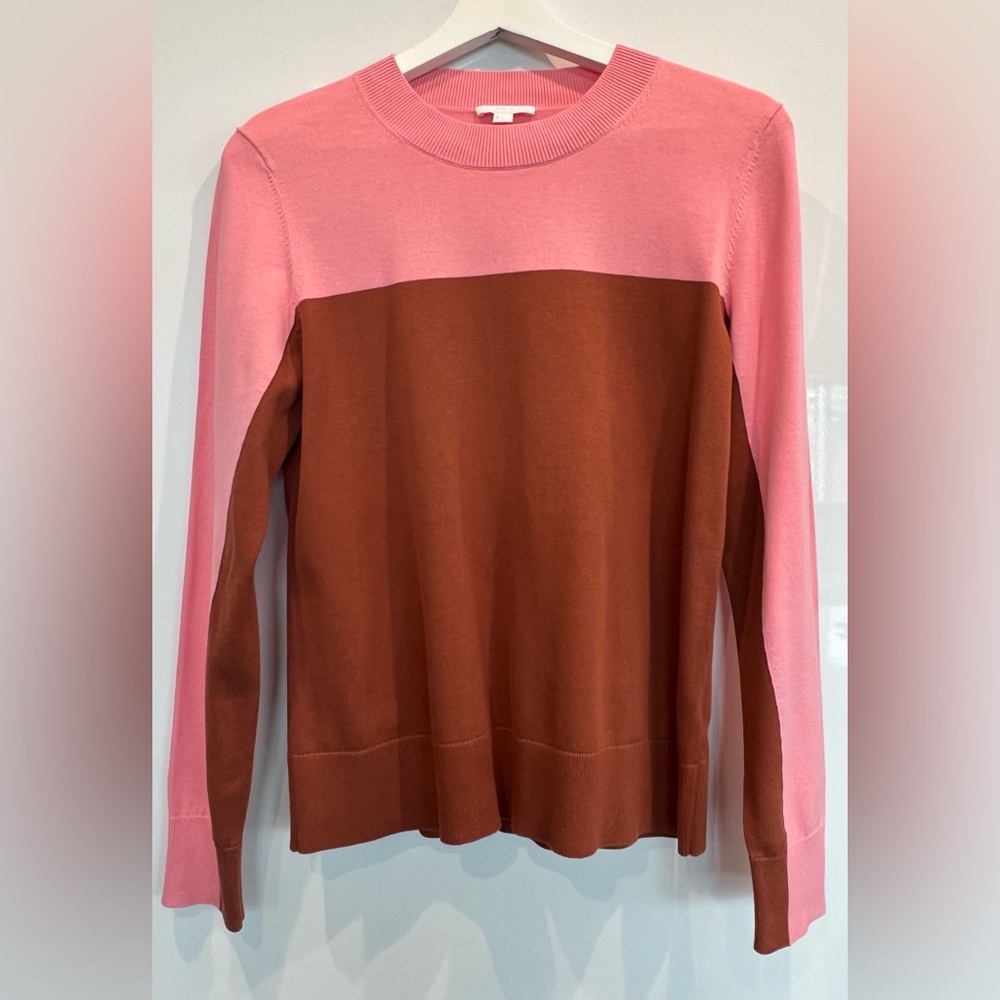 COS Colorblock Sweater – Pink & Rust, 100% Cotton, Size S